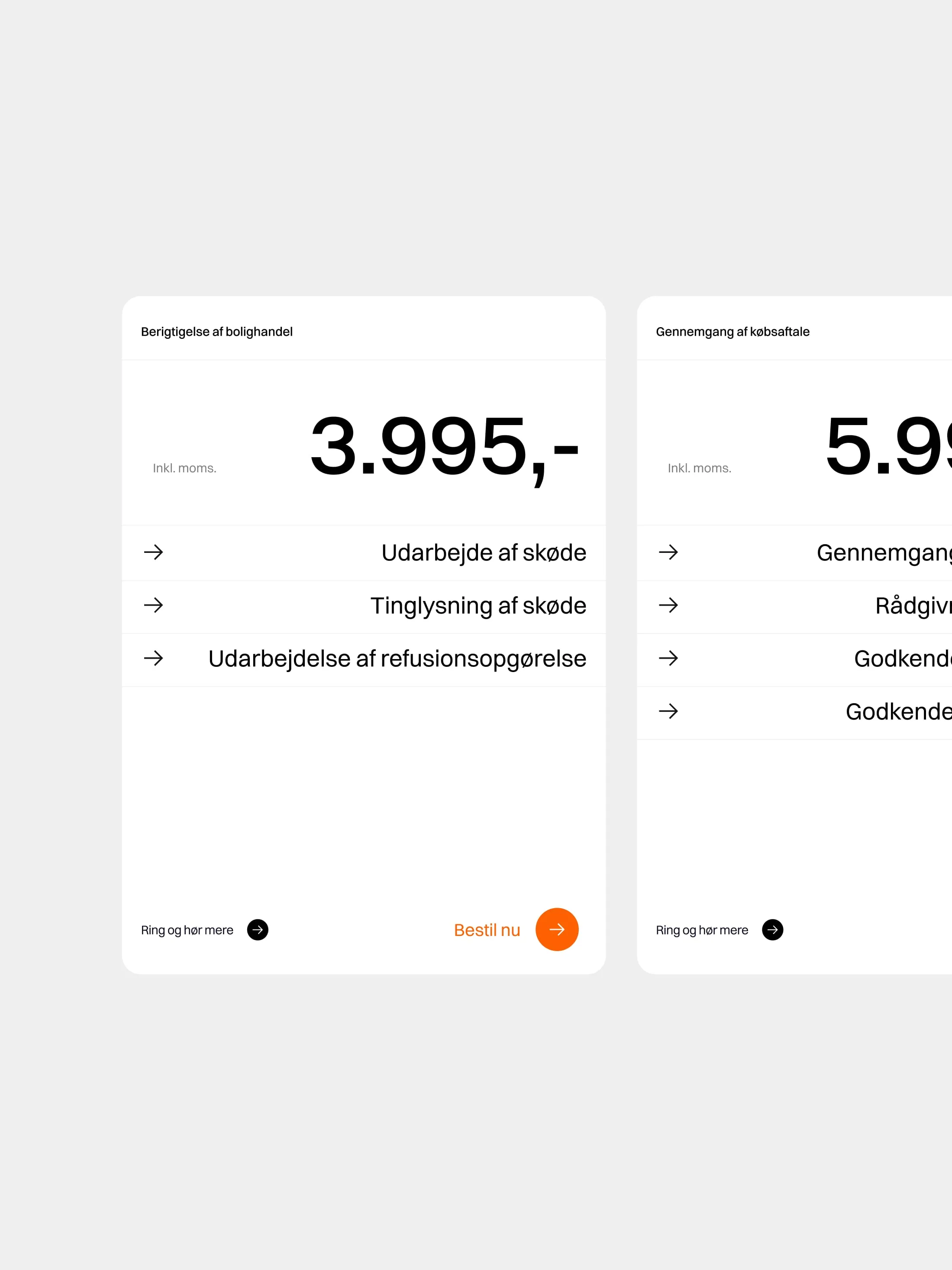 Nemadvokat pricing cards